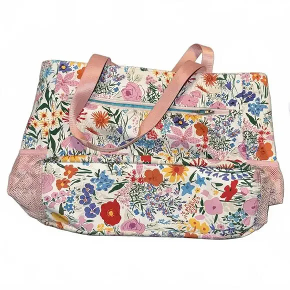 Esvan water resistant Floral Print Tote Bag with Pink Handles - Picture 6 of 6